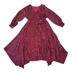 Vince Camuto Wrap Dress Size 2X Drifting Petals Hammered Satin Dress